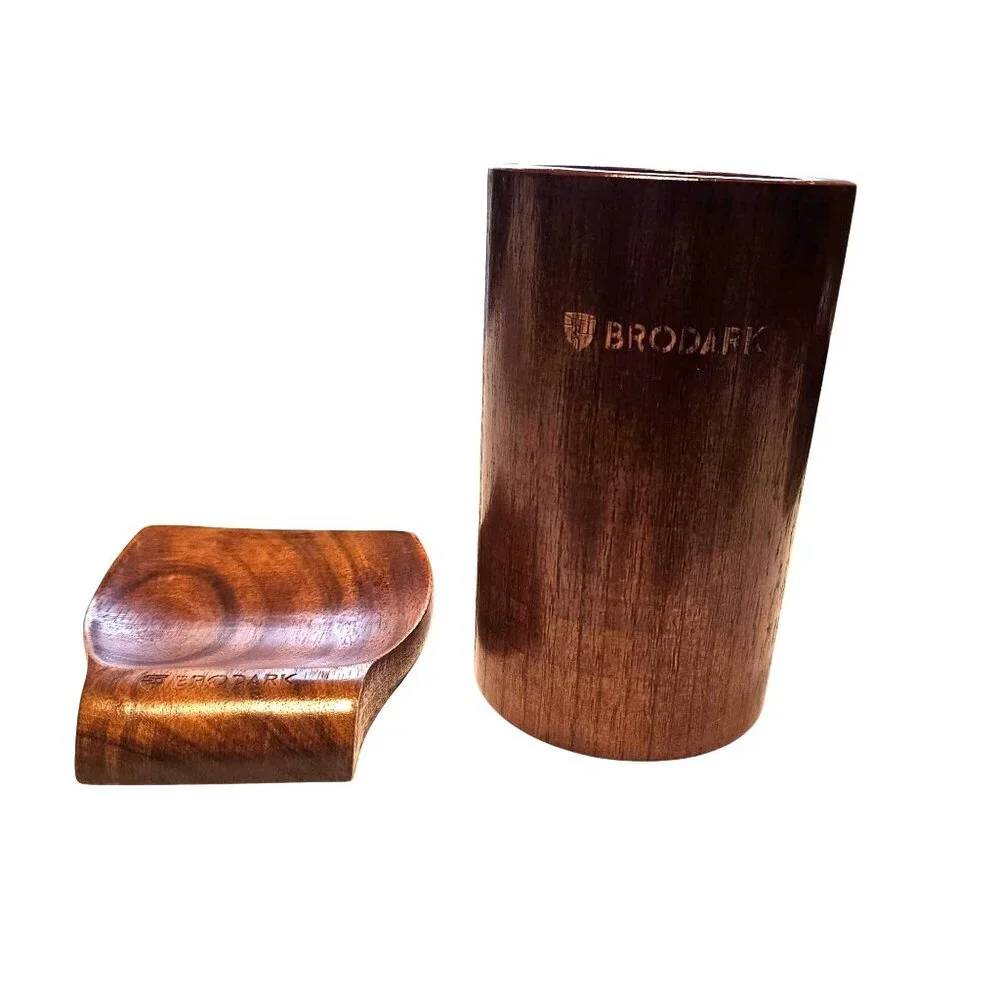 Brodark Kitchen Wooden Utensil Set With Holder & Spoon Rest - 7 Pieces
